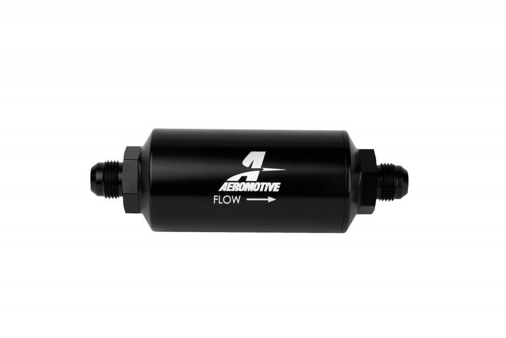 AEROMOTIVE 8an Inline Fuel Filter 10 Micron 2in OD Black (AFS12375)