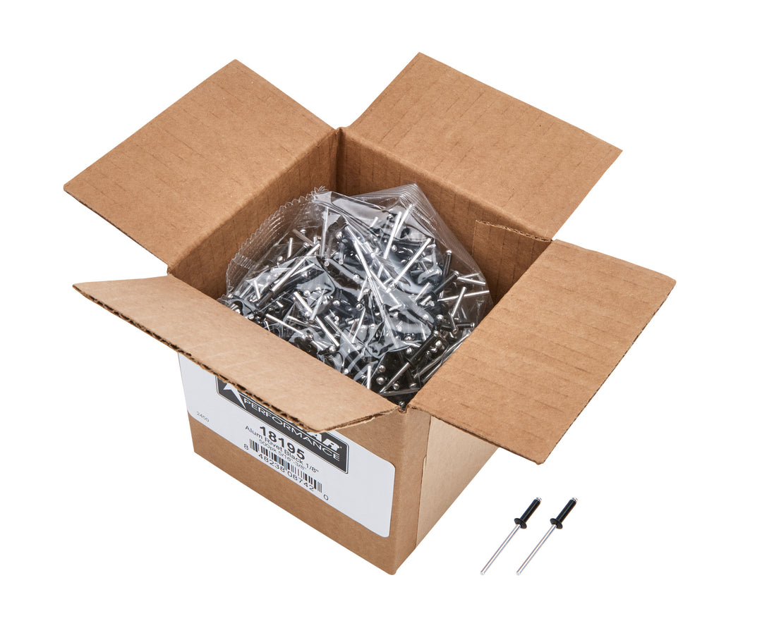 ALLSTAR PERFORMANCE 1/8in Alum Rivet Black 500pk 5/16in-3/8in (ALL18195)