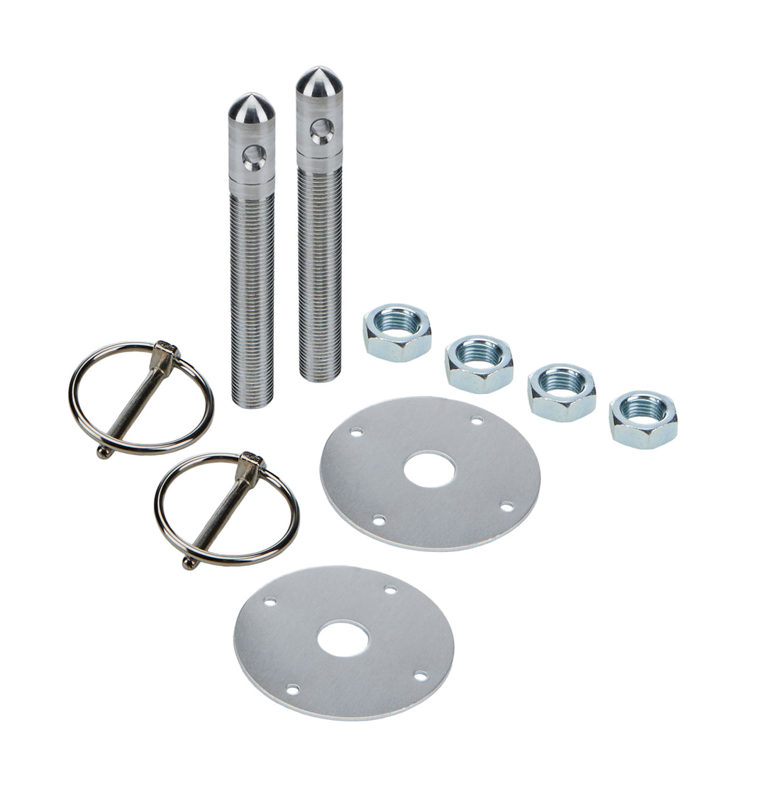 ALLSTAR PERFORMANCE Alum Hood Pin Kit 1/2in with 3/16in Clips Silver (ALL18496)
