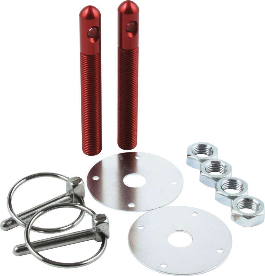 ALLSTAR PERFORMANCE Alum Hood Pin Kit 1/2in with 1/4in Clips Red (ALL18501)