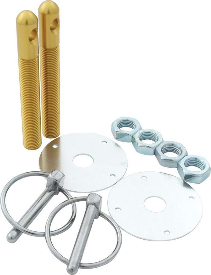 ALLSTAR PERFORMANCE Alum Hood Pin Kit 1/2in with 1/4in Clips Gold (ALL18503)