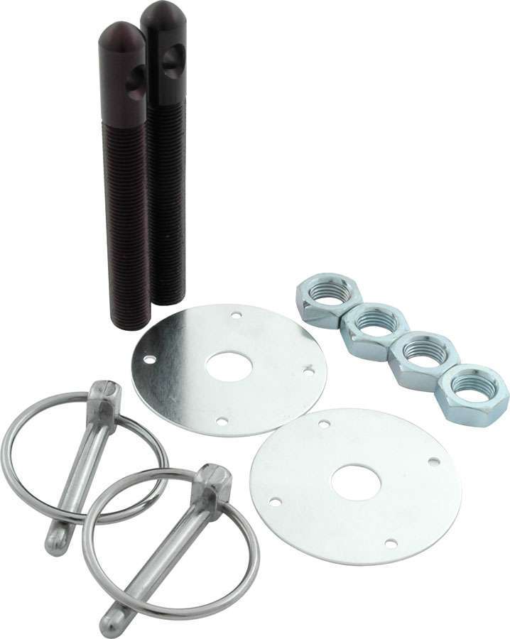 ALLSTAR PERFORMANCE Alum Hood Pin Kit 1/2in with 1/4in Clips Black (ALL18504)