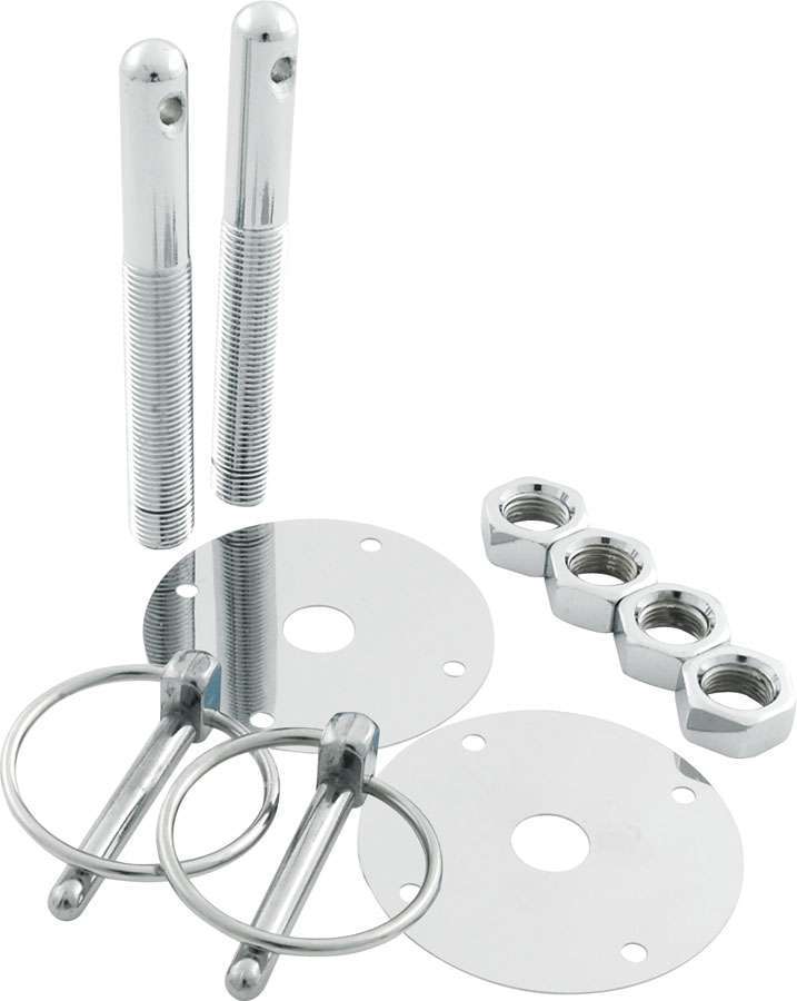 ALLSTAR PERFORMANCE Steel Hood Pin Kit w/ 1/4in Flip-Over Clips (ALL18513)