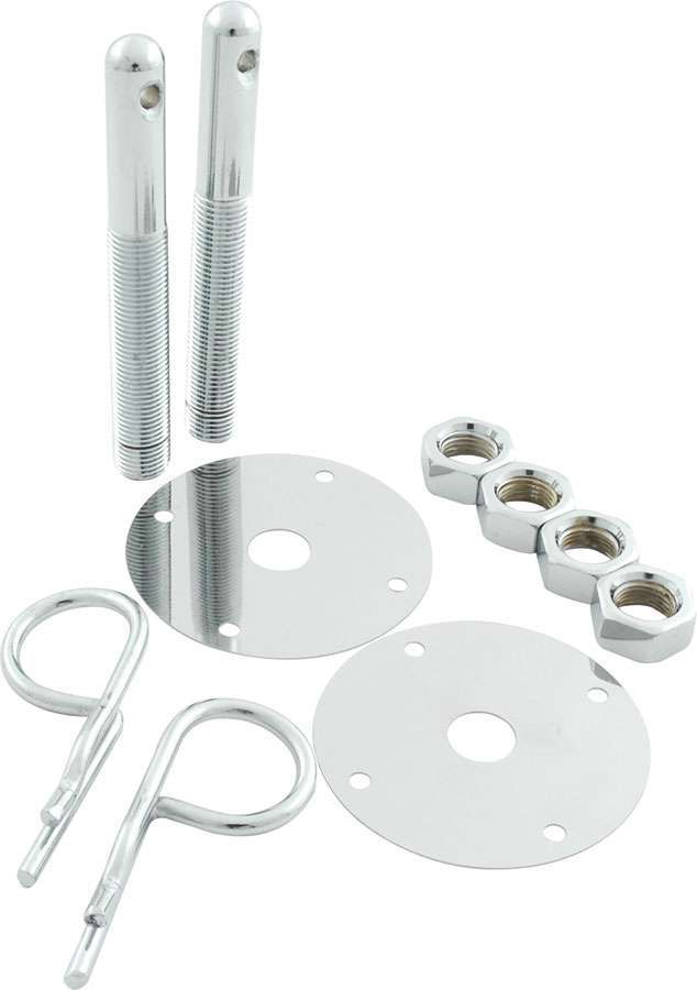 ALLSTAR PERFORMANCE Steel Hood Pin Kit w/ 5/32in Hairpin Clips (ALL18514)