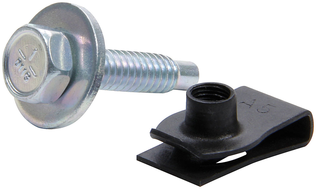 ALLSTAR PERFORMANCE Body Bolt Kit w/ Clips 10pk Silver (ALL18656)