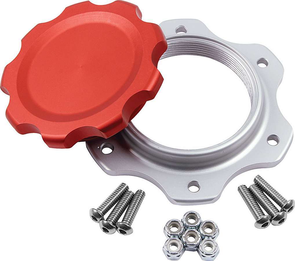 ALLSTAR PERFORMANCE Fuel Cell Cap and Bung JAZ 6-Bolt Red (ALL40134)