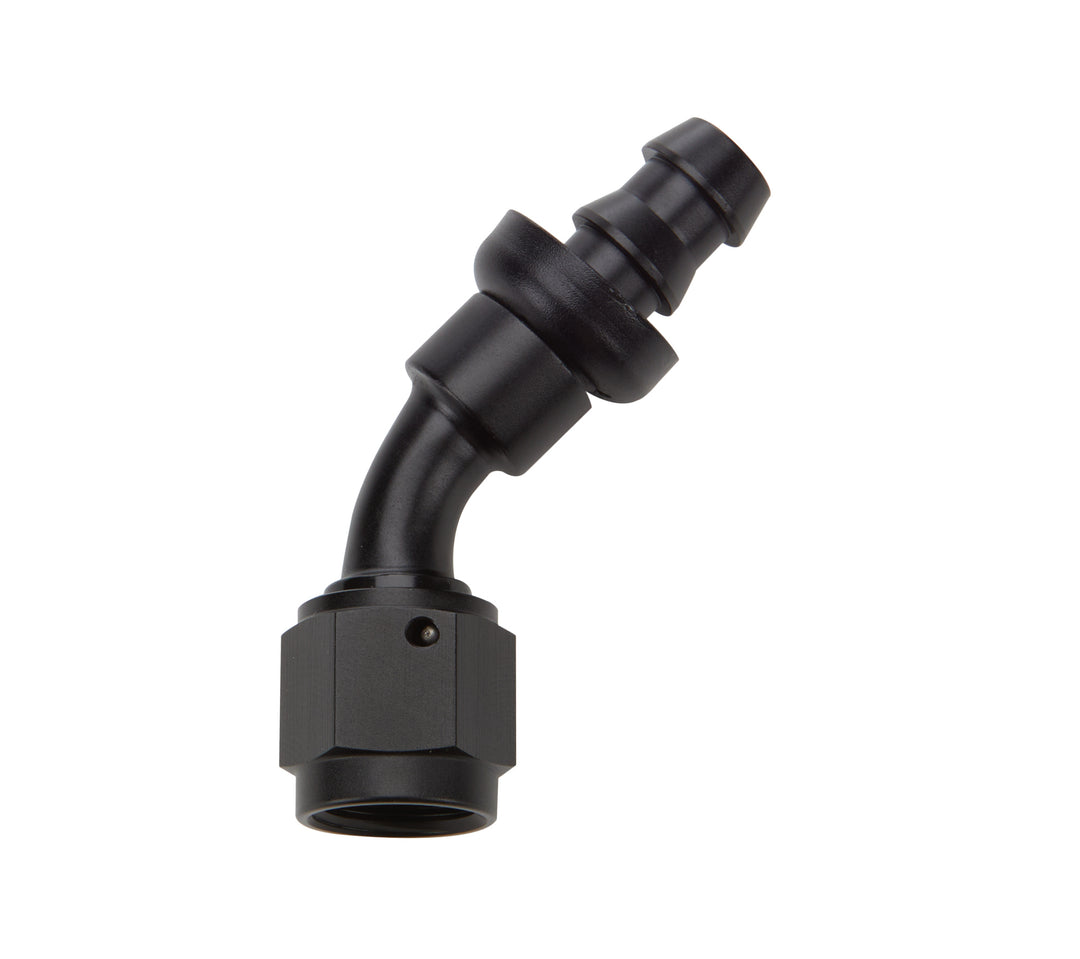 ALLSTAR PERFORMANCE Pushlock Hose End Black 45 Deg Elbow -6 (ALL49432)