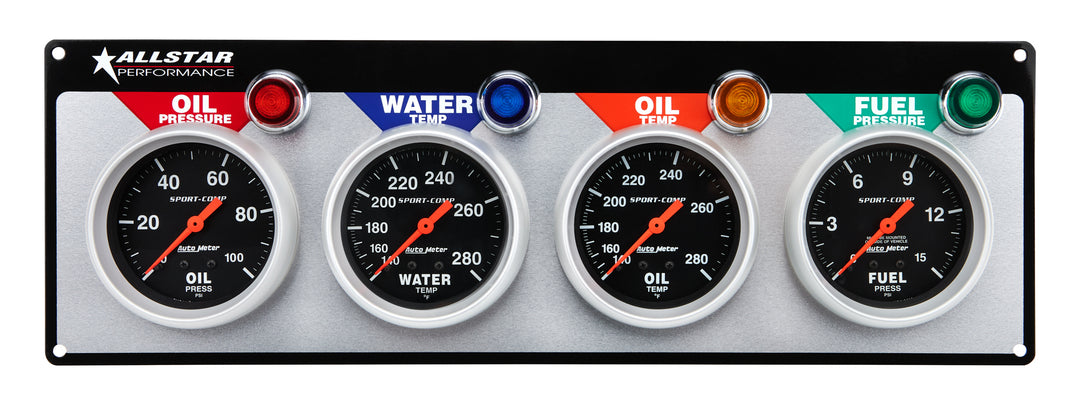 ALLSTAR PERFORMANCE 4 Gauge Panel A/M OP/WT/OT/FP Sport-Comp (ALL80114)