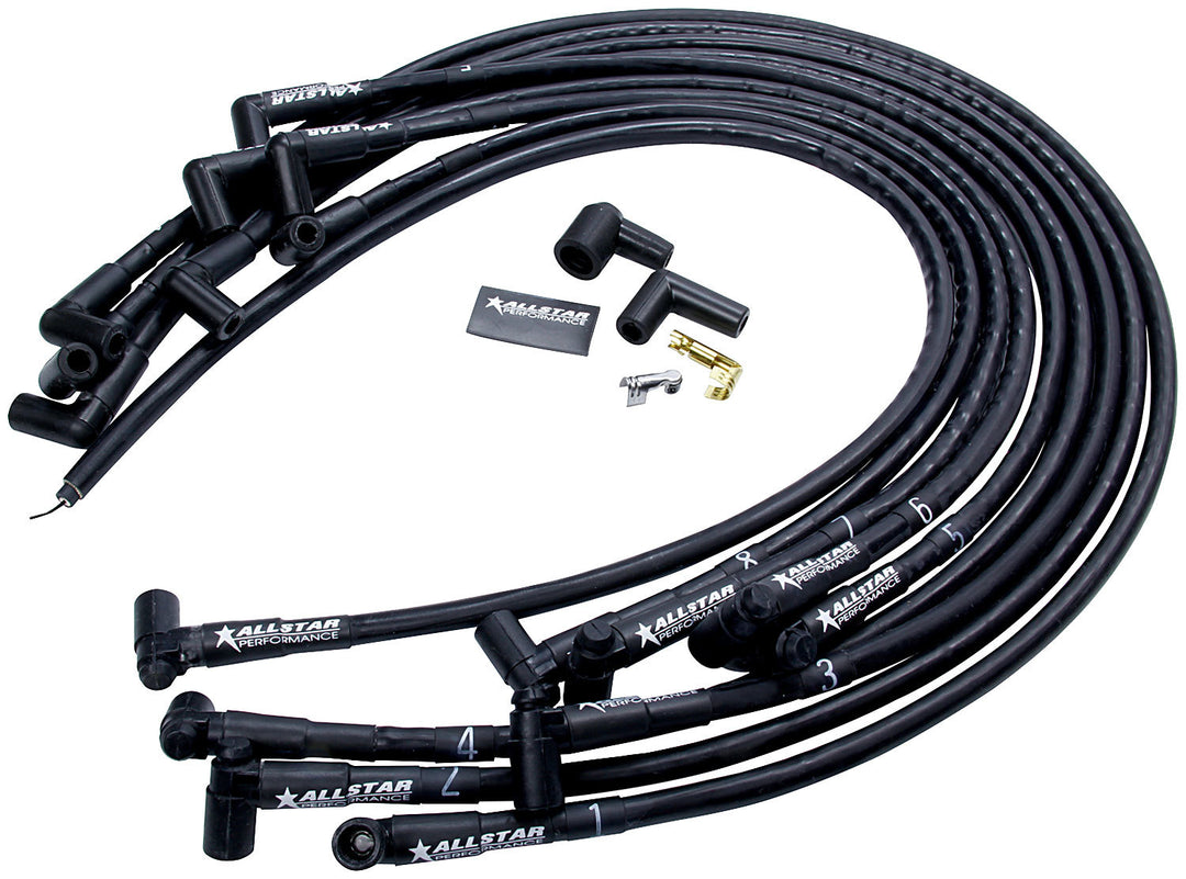 ALLSTAR PERFORMANCE Spark Plug Race Wire Set Under Header w/ Sleeve (ALL81370)