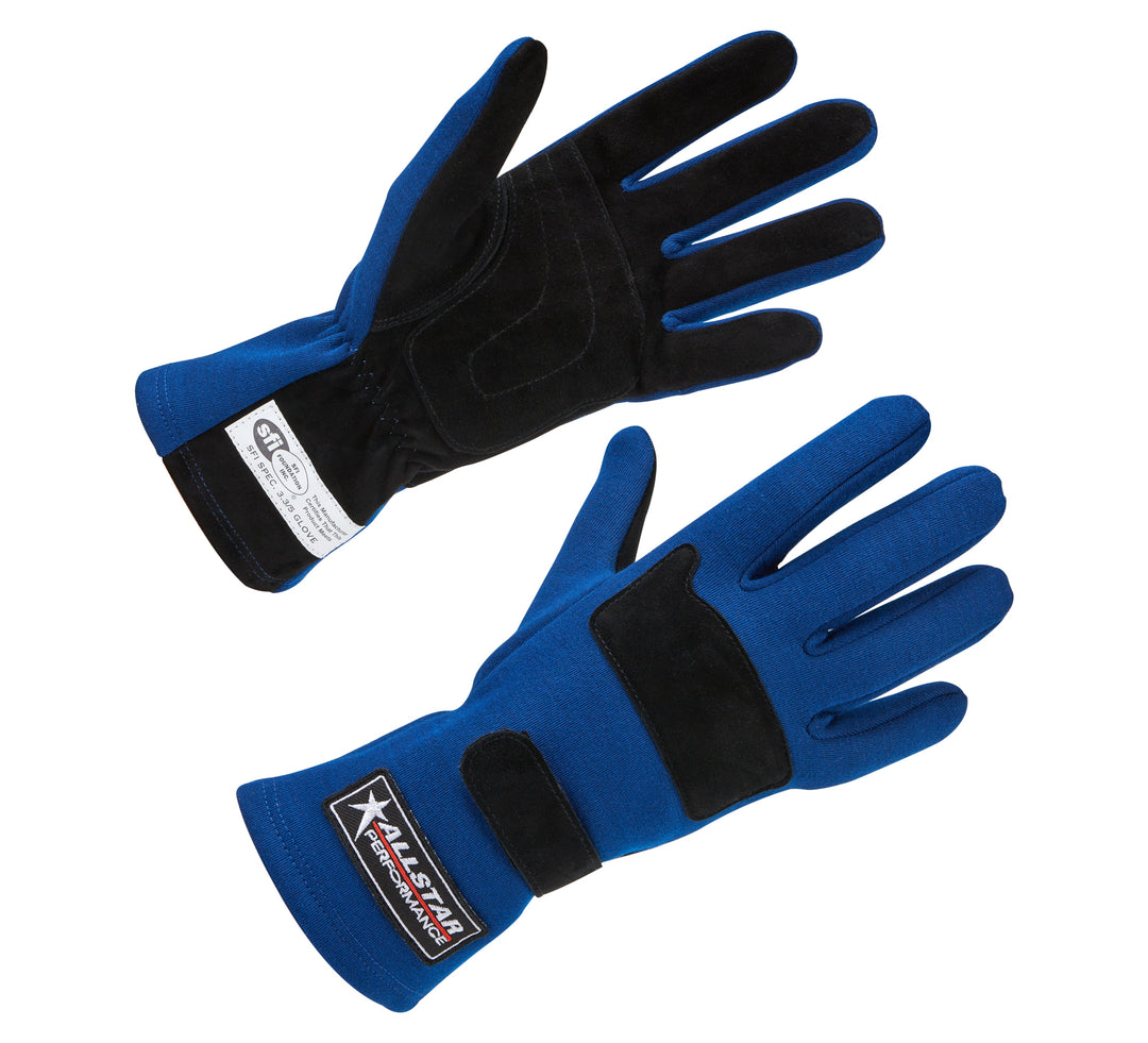 ALLSTAR PERFORMANCE Driving Gloves SFI 3.3/5 D/L Blue Small (ALL915021)