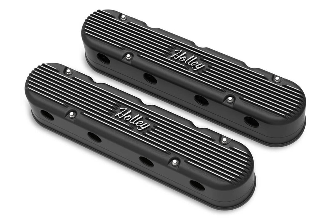 HOLLEY 2-Piece Cast Alm GM LS Valve Cover Set - Black (HLY241-172)