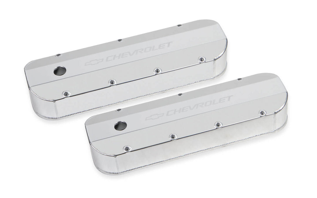HOLLEY BBC Billet Rail Fab. Alm Valve Covers w/.125 Hole (HLY241-278)