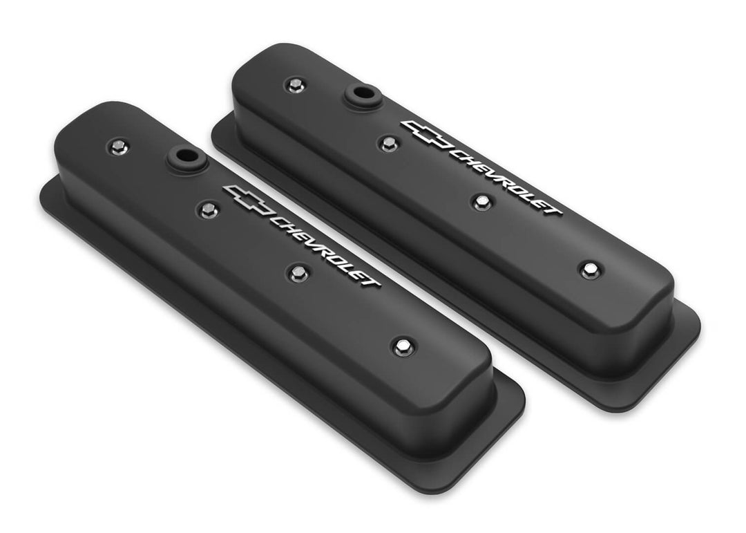 HOLLEY SBC Muscle Car Valve Covers w/Holes Black (HLY241-292)