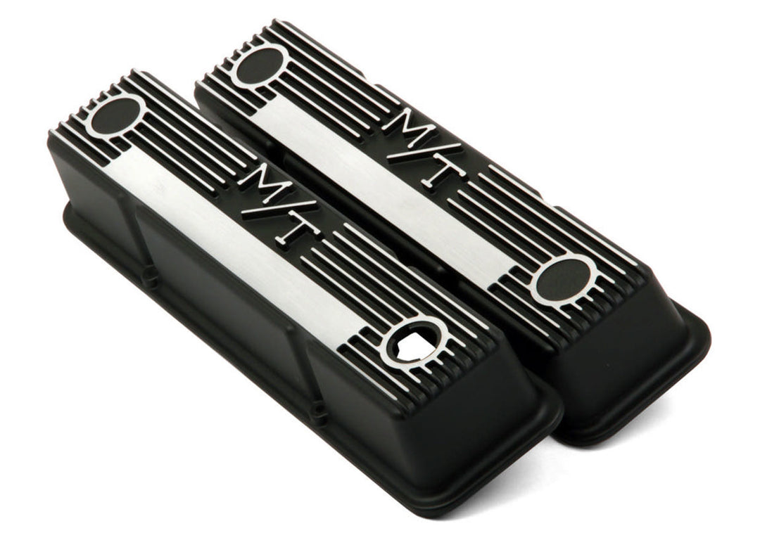 HOLLEY SBC M/T Valve Cover Set - Black Krinkle (HLY241-83)