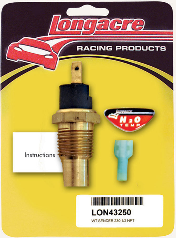 LONGACRE Water Temp Sender 1/2in. NPT 230 Deg (LON52-43250)