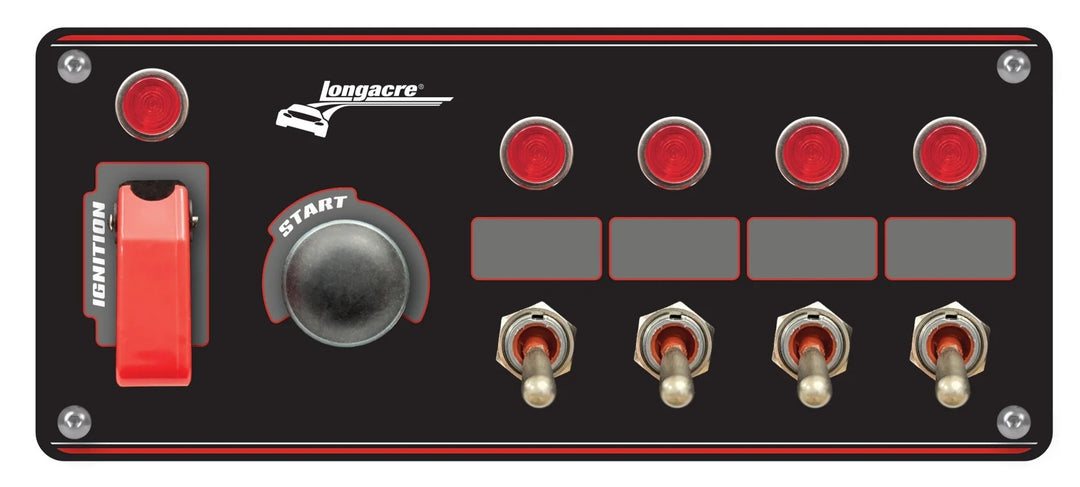 LONGACRE Ignition Panel Black w/ 4 Acc and Pilot Light (LON52-48869)