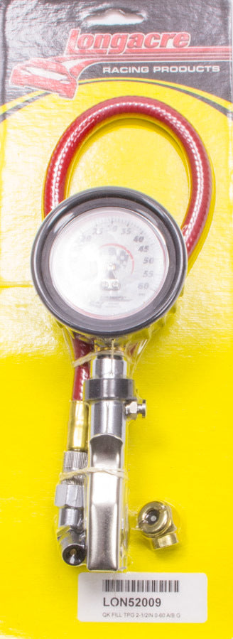 LONGACRE Tire Gauge 0-60PSI 2.5in GID Quick Fill Deluxe (LON52-52009)