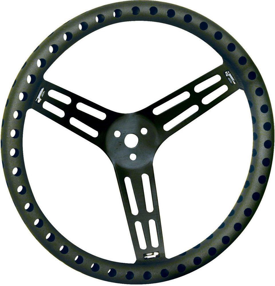 LONGACRE Steering Wheel 15in Dished Drilled Black (LON52-56838)