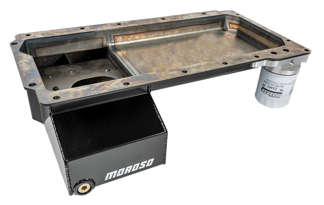 MOROSO LS Front Sump Steel Oil Pan w/Oil Filter Adapter (MOR20138)