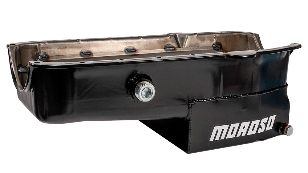 MOROSO SBC C/T Oil Pan - 7qt. RH Dipstick w/Ins. Plug (MOR21323)