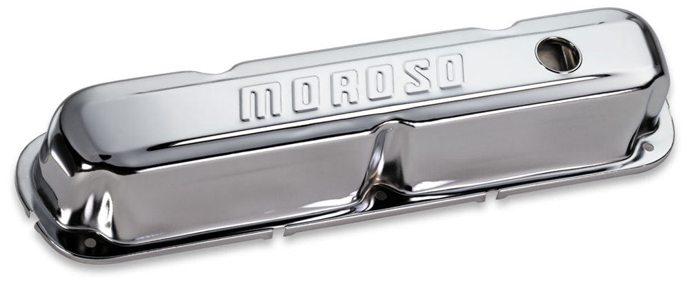 MOROSO Chrome B/E Valve Covers SBM Tall w/Baffle (MOR68161)