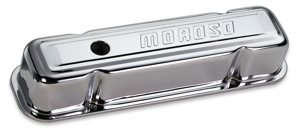 MOROSO Chrome B/E Valve Covers Pontiac V8 Tall w/Baffle (MOR68281)