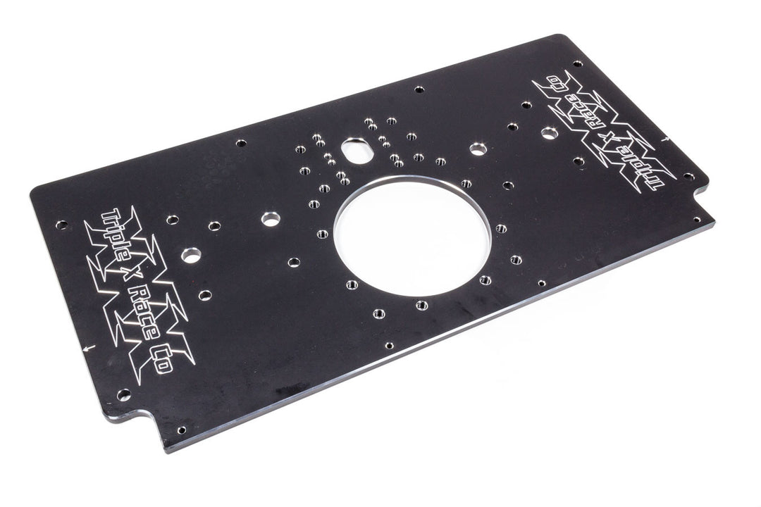 TRIPLE X RACE COMPONENTS Alum Rear Motor Plate Raised Rail Black Sprint (TXRSC-EG-0006-BLK)